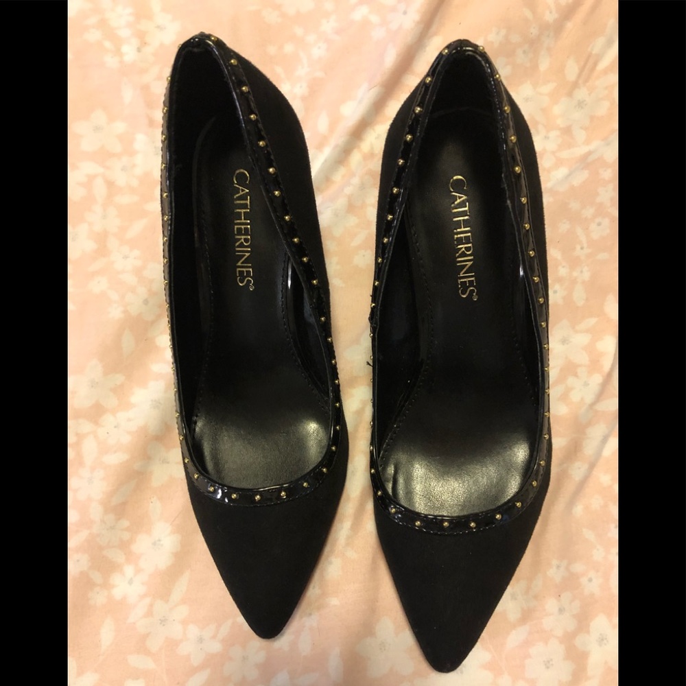 Black with gold studs heels